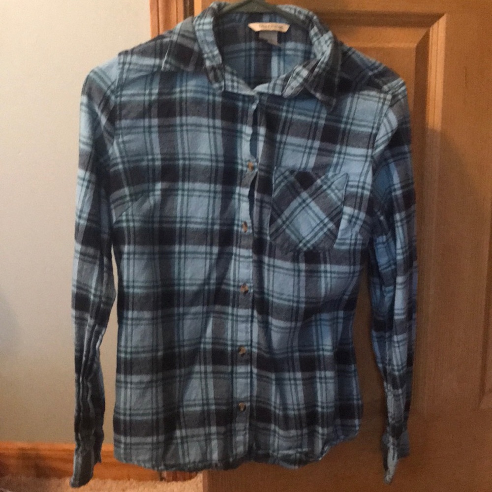 Blue and black kids flannel size small